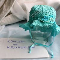 Бирюзовая панамка для девочки. Вязание крючком.