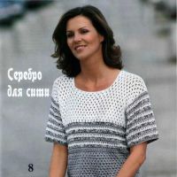 Пуловер из серебристой и белой пряжи