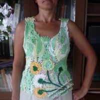 Летняя маечка Одуванчики. Вязание крючком.