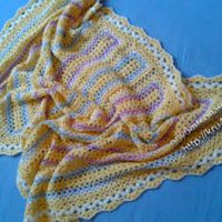 Трехцветный плед, связанный крючком. Вязание крючком.