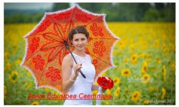 Ажурный зонтик. Работа Ефимовой Светланы. Вязание крючком.
