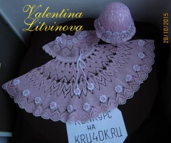 Комплект Цветочная феерия. Работа Валентины Литвиновой. Вязание крючком.