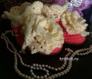 Пинетки “паровозик из ромашково”, Вязание для детей Пинетки “паровозик из ромашково”, Вязание для детей