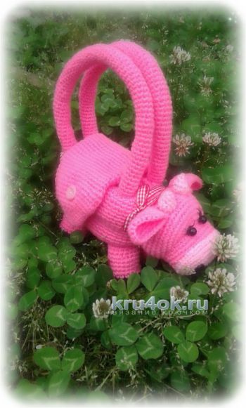 Детская сумка Коровка. Работа Екатерины. Вязание крючком.