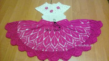Ажурное платье для девочки. Работа Марины. Вязание крючком.