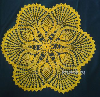 Желтая салфетка крючком. Работа Галины Коржуновой. Вязание крючком.