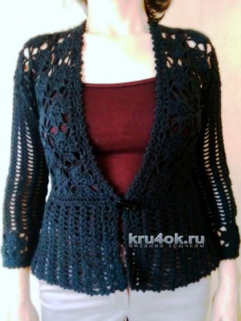 Ажурная кофточка крючком. Работа Ирины. Вязание крючком.