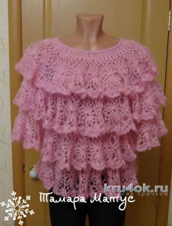 Ажурная кофточка Сальса. Работа Тамары Матус. Вязание крючком.