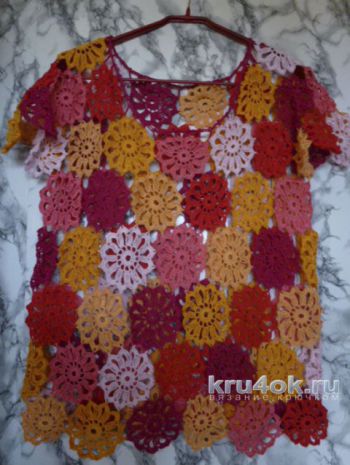 Летняя кофточка крючком. Работа Елены. Вязание крючком.