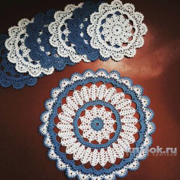 Вязаные салфетки. Работы Татьяны Разумовской. Вязание крючком.