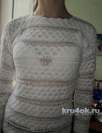 Женская кофточка крючком. Работа Ольги. Вязание крючком.