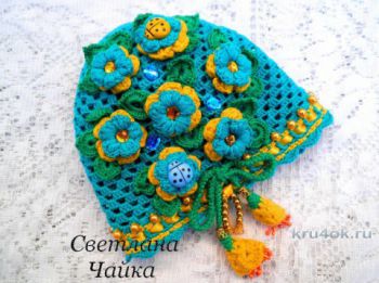 Ажурная шапочка для девочки. Работа Светланы Чайка