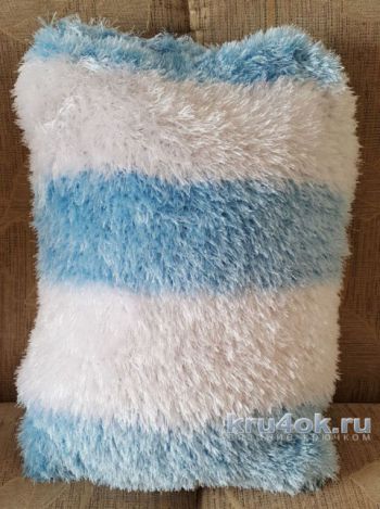 Вязаная крючком наволочка для подушки. Работа Ольги Домасовой. Вязание крючком.