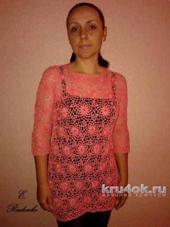 Пляжная туника крюком. Работа Евгении Руденко