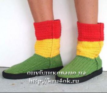Летние вязаные угги. Вязание крючком.