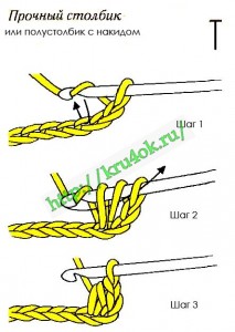Схема вязания крючком столбик с накидом