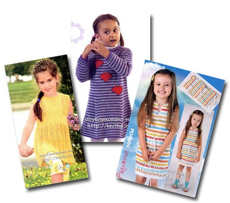 Вязаные спицами детские платья со схемами и описанием