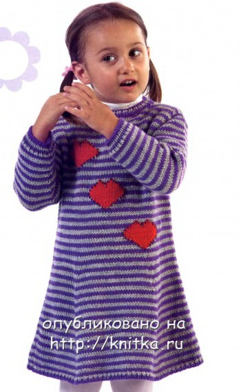 фото вязаного спицами детского платья