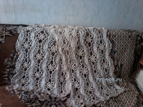 Палантин на вилке - работа Юлии вязание и схемы вязания