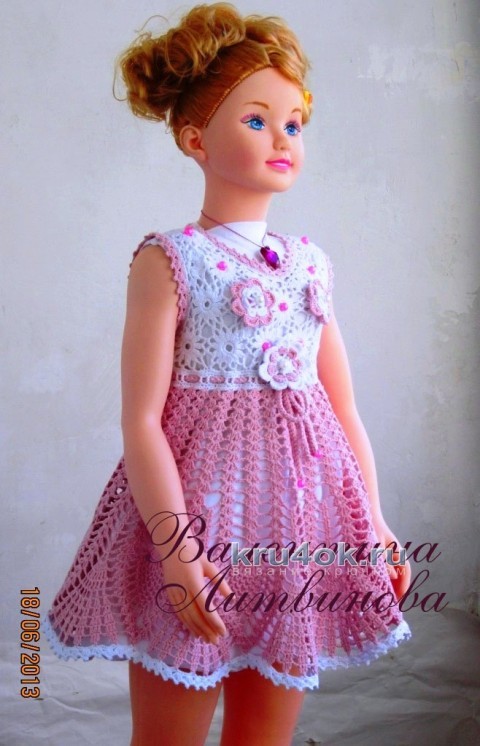 Платье для девочки - работа Валентины Литвиновой вязание и схемы вязания