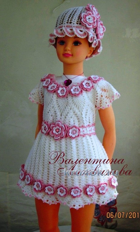 Платье и панама - комплект для девочки крючком вязание и схемы вязания