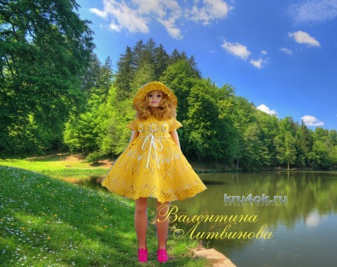 Платье и шляпка для девочки - работы Валентины Литвиновой вязание и схемы вязания