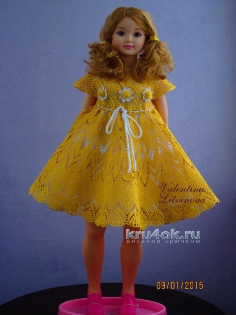 Платье и шляпка для девочки - работы Валентины Литвиновой вязание и схемы вязания
