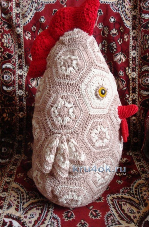 Подушка "Петушок" - работа Анны вязание и схемы вязания