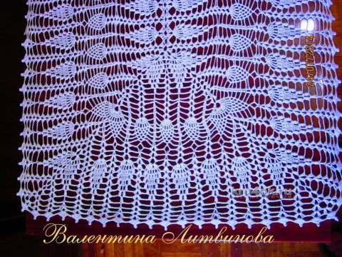 Прямоугольная скатерть крючком - работа Валентины Литвиновой вязание и схемы вязания