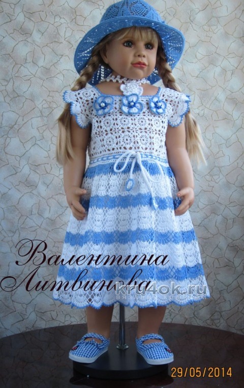 Вязаное детское платье - работа Валентины Литвиновой вязание и схемы вязания