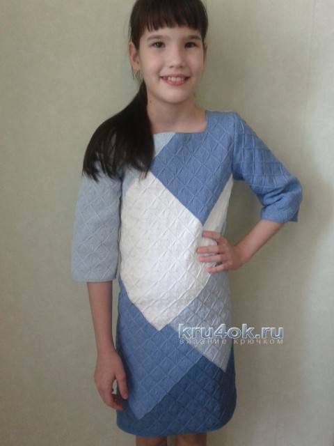Вязаное платье для девочки - работа Арины вязание и схемы вязания