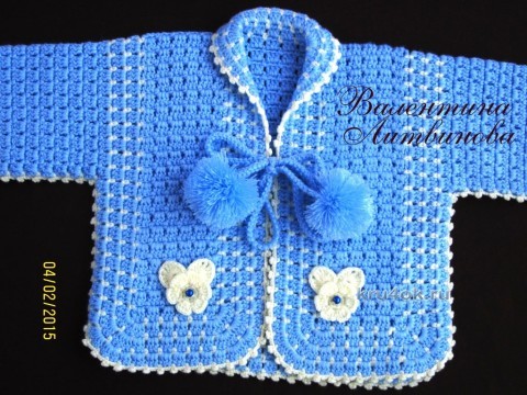Кофточка для малышка - работа Валентины Литвиновой вязание и схемы вязания