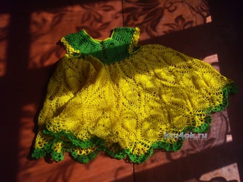 Платье крючком для девочки - работа Ирины вязание и схемы вязания