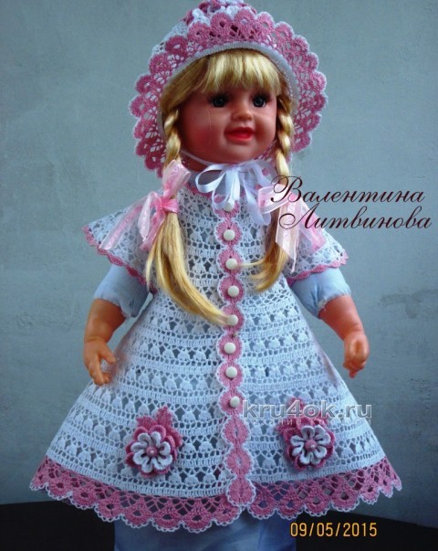 Платье, панама и капор для девочки - работы Валентины Литвиновой вязание и схемы вязания