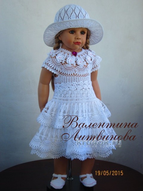 Платье, шляпка и пояс для девочки - работы Валентины Литвиновой вязание и схемы вязания