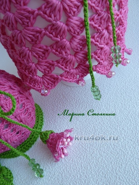 Шапочка и сумочка для девочки - работа Марины Стоякиной вязание и схемы вязания