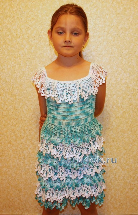Платье для девочки Бирюза. Мастер - класс! вязание и схемы вязания