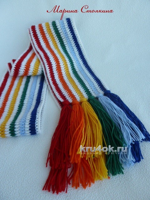 Шапочка и шарф для девочки - работы Марины Стоякиной вязание и схемы вязания