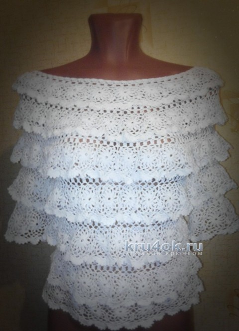 Вязаная блуза Цветочная соната - работа Нины вязание и схемы вязания