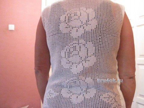 Блуза в филейной технике. Работа Любови вязание и схемы вязания