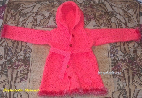 Детское пальто крючком. Работы Ирины вязание и схемы вязания
