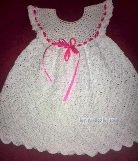 Платье для девочки. Работа Елены вязание и схемы вязания