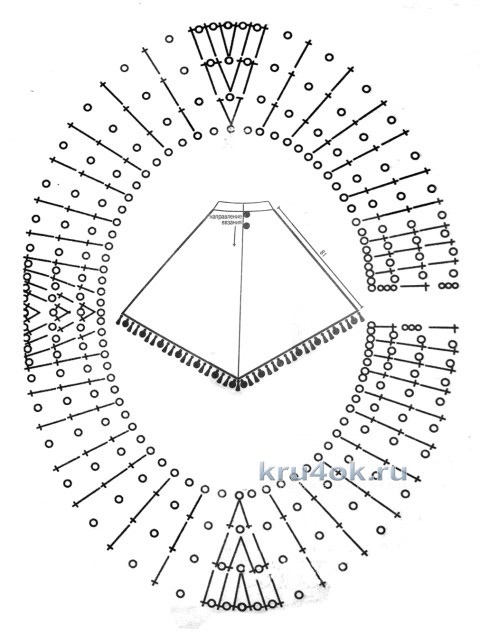 Вязаное крючом пончо. Работа Альбины вязание и схемы вязания