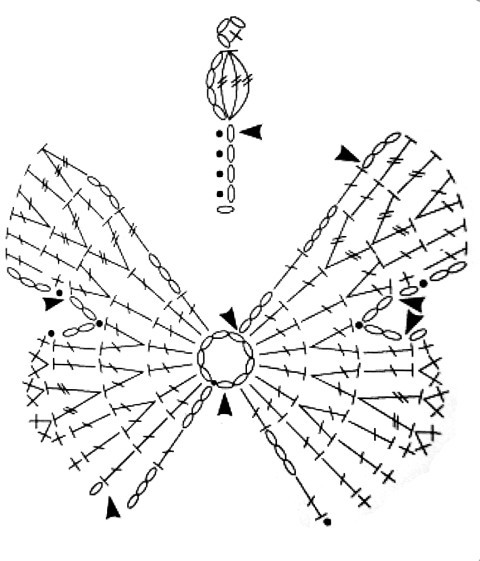 схема вязания бабочки