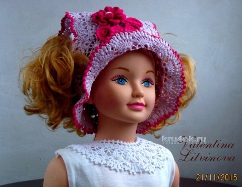 Летняя шапочка для девочки. Работа Валентины Литвиновой вязание и схемы вязания