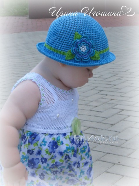 Шляпка - панамка для девочки. Работа Ирины Игошиной вязание и схемы вязания