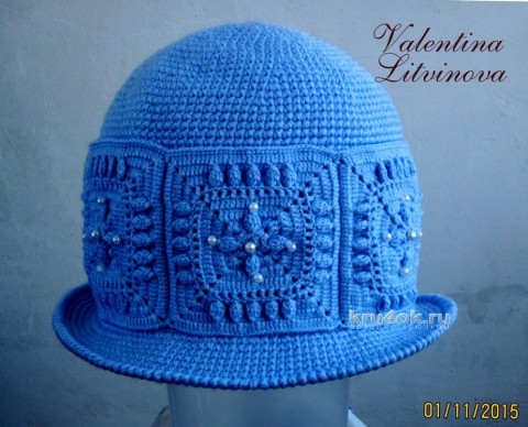 Шляпка зимняя крючком. Работа Валентины Литвиновой вязание и схемы вязания