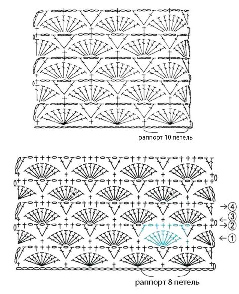  Схемы вязания кофточки: