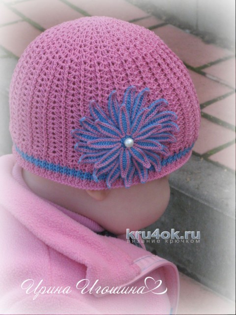 Летняя шапочка для девочки. Работа Ирины Игошиной вязание и схемы вязания