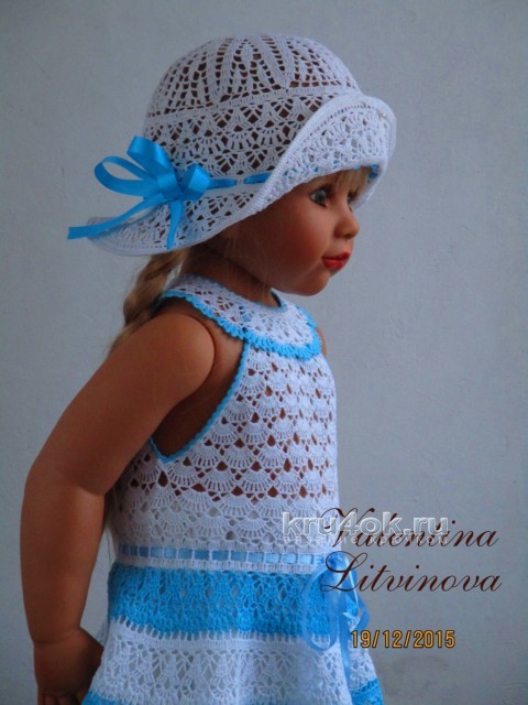 Платье Нежное и панамка. Работа Валентины Литвиновой вязание и схемы вязания
